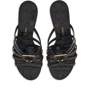 Ferragamo Anemone 70MM Leather Wedge Sandals